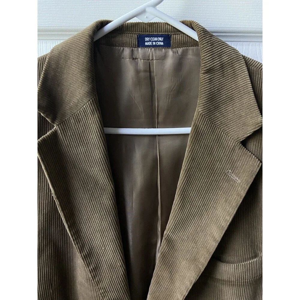 Meeting Street Blazer Corduroy Jacket Men's Size 44L Brown Two Button